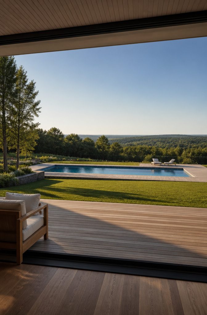 Backyard with Pool Design: Ideas for Layout, Water Features and Style 2 A pool positioned to optimize views from the house.
