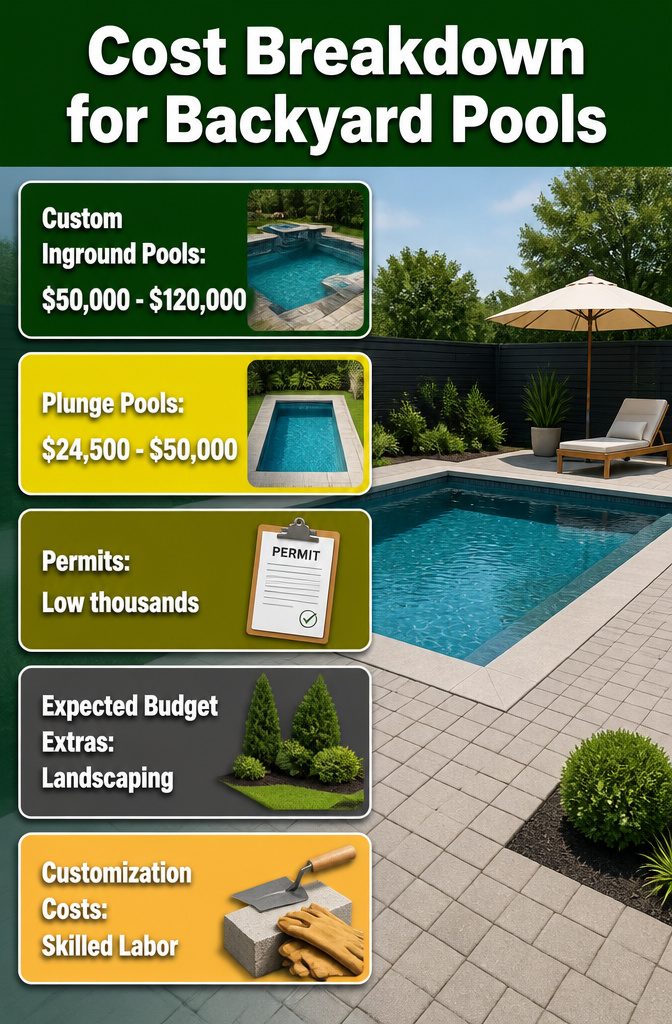 Backyard with Pool Design: Ideas for Layout, Water Features and Style 17 A cost breakdown image for different types of backyard pools.