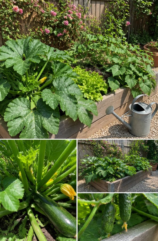 Beginner Vegetable Garden: A Complete Guide to Starting in 2026 5 Loose-leaf lettuce and cherry tomato plants in a garden bed.