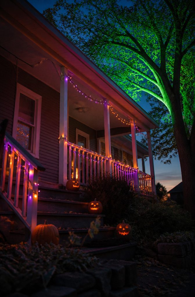 Cheap Halloween Decorations: Indoor & Outdoor Ideas for 2026 7 Colorful string lights used for Halloween decoration.
