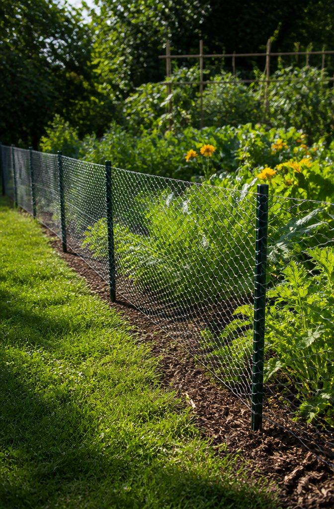Chicken Wire Garden Fence: 5 Steps for Building a Simple Boundary 10 A 24-inch chicken wire fence surrounding a garden, preventing dog access.