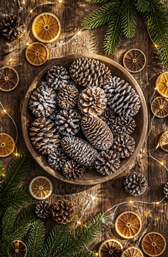 Pinecones displayed in a bowl as decorative filler.