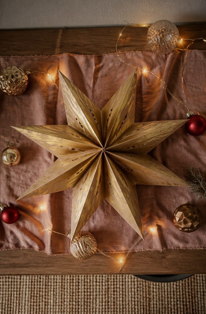 A star made from stacked lunch bags.