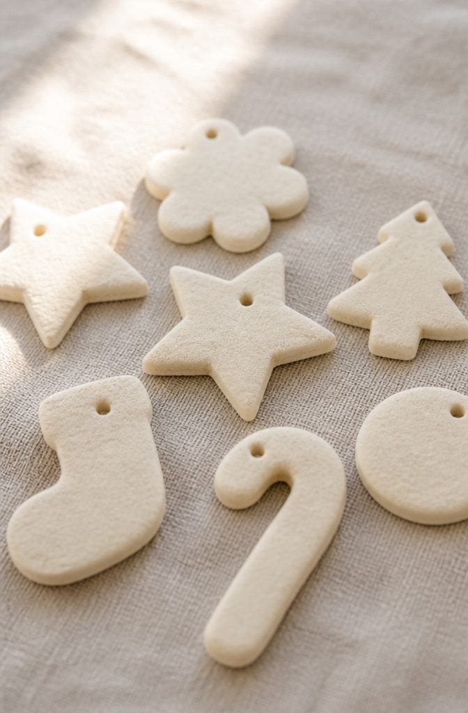 A collection of salt dough ornaments before painting.