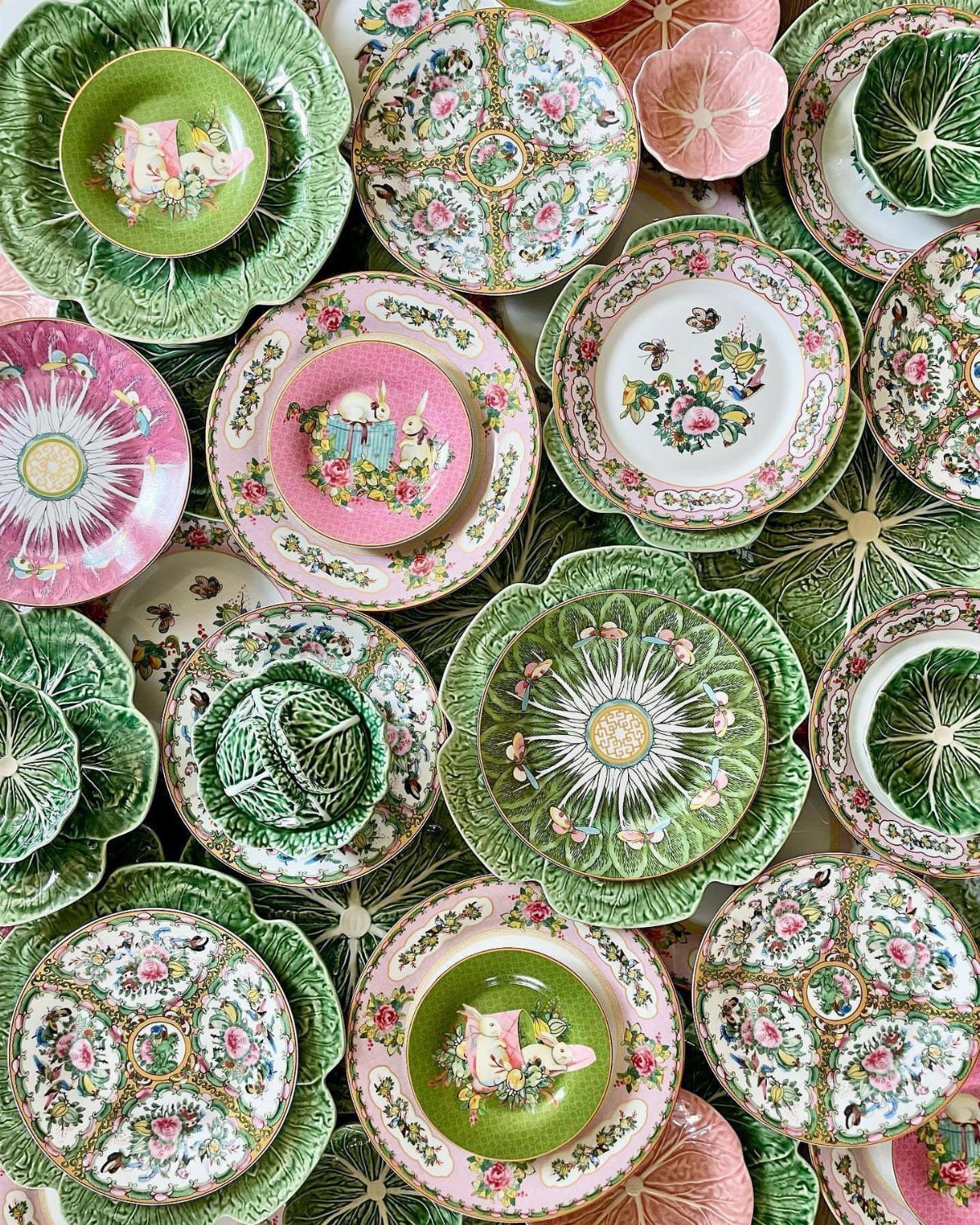Fancy Dinnerware Set Ideas for 2026 Tables (28 Styles) 16 Ornate ceramic plates and bowls with colorful floral patterns and scalloped edges.