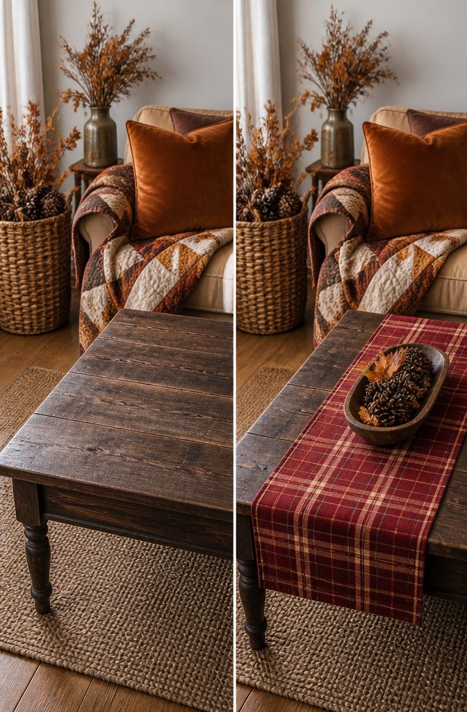 Harvest Decor Ideas for Home, Porch and Table 10 A collection of autumn colors alongside wood and wicker decor.