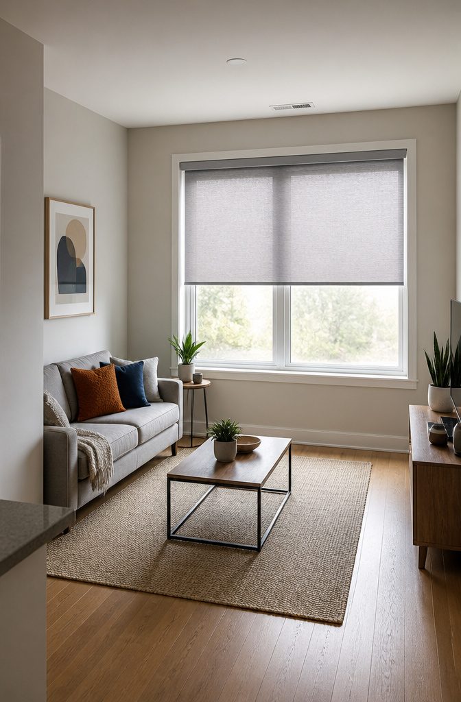 9 Living Room Window Treatment Ideas for 2026 14 A small living room with simple window treatments.