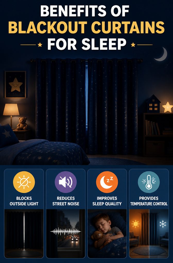 Pink Starry Curtains in Bedroom: Sizes, Hanging Styles and Fabric Care 12 Information image on blackout benefits for sleep.